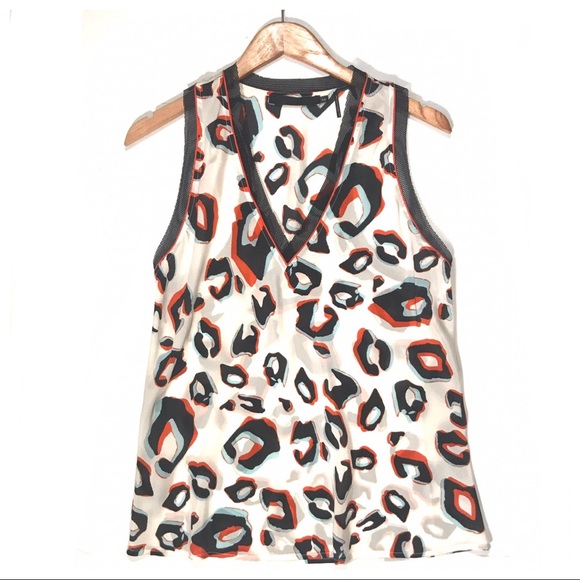 L.A.M.B Silk Tank Top Leopard Print Racer Back - Picture 7 of 7